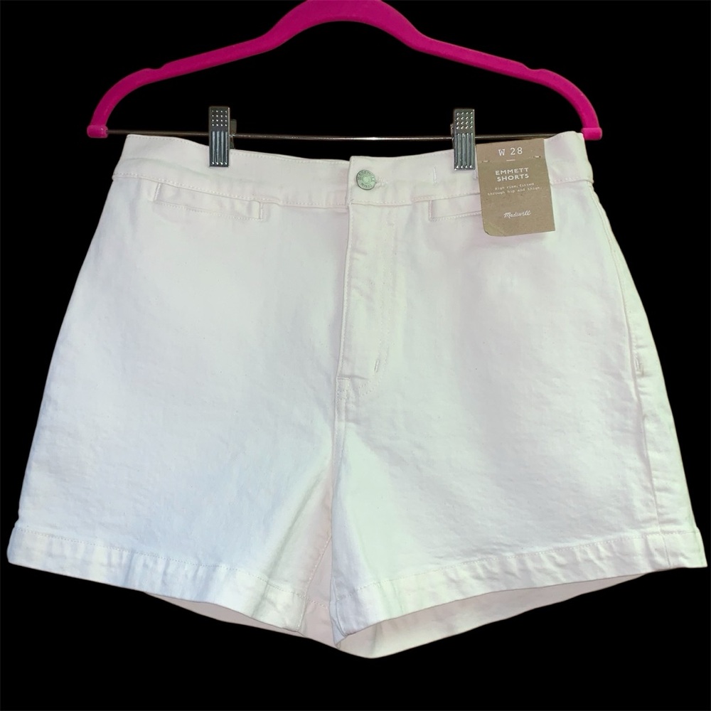Madewell White Jean Shorts Crisp Mid-Length Design